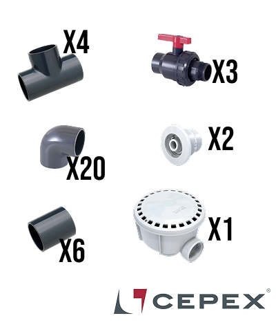 Kit de instalación p/ piscinas hormigón CEPEX 50mm