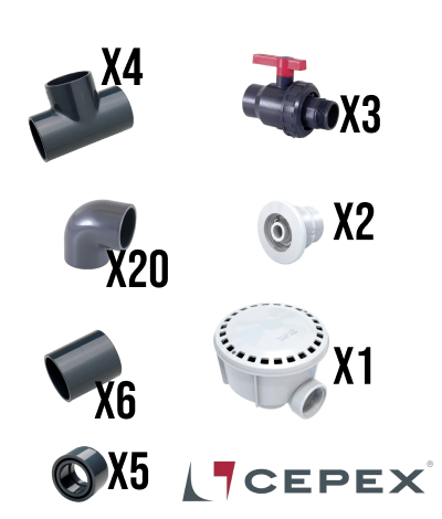 Kit de instalación p/ piscinas hormigón CEPEX 40mm